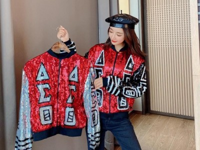Hip Hop Hot sell Sorority Delta 1913 Sequins Jackets Apparel