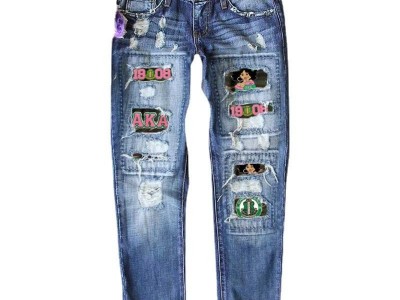 AKA Sorority Sigma Gamma Rho Patches Loose Baggy Plus Size Women'S Jeans