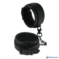 China Stainless Male Games of Desire Black Matt PU Bondage Ankle Cuffs Handcuffs