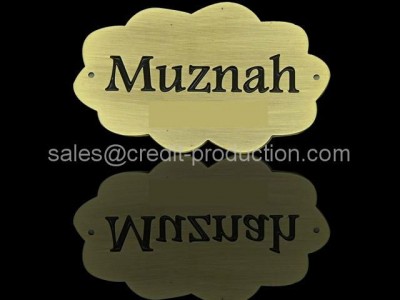 Excellent quality zinc alloy custom cheap metal 24k gold plate abaya logo for se