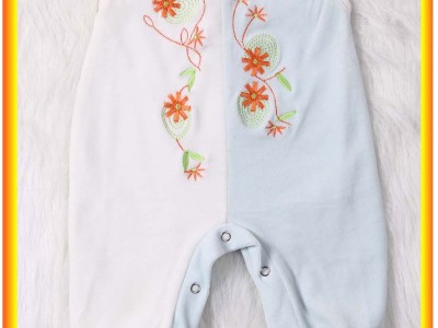 Spliced Sleeveless Velvet Baby Romper with Feet
