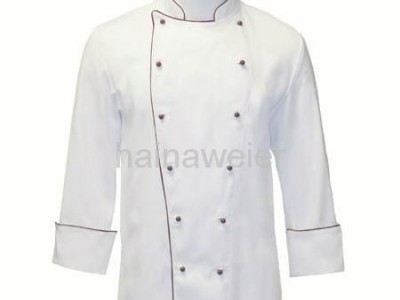 OEM Traditional White Twill w/Burgundy/Sleeve Pocket Chef coat/chefs wear