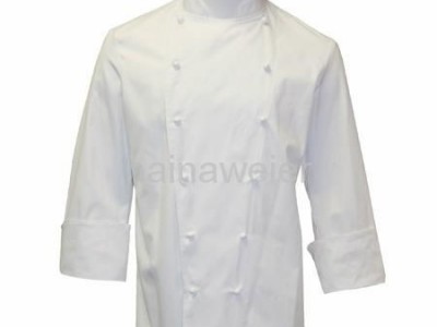 Hot custom Traditional White Fineline w/Studs/Sleeve Pocket Chef coat/chefs wear