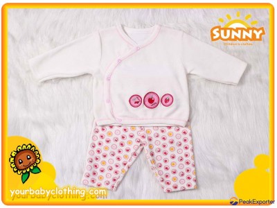 Sweet Velvet Material Long Sleeve Baby Girl Suit