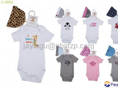 baby cotton short body suit with hat