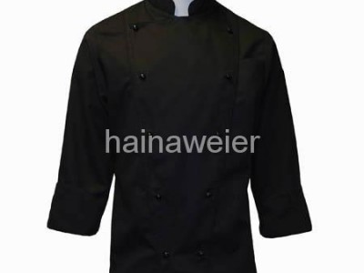 Custom Traditional Black fineline Twill w/Breast Pocket chef coat/chefs wear