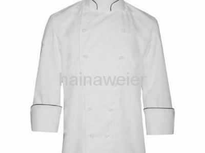 Hot sale Traditional White Fineline w/Black piping chef coat