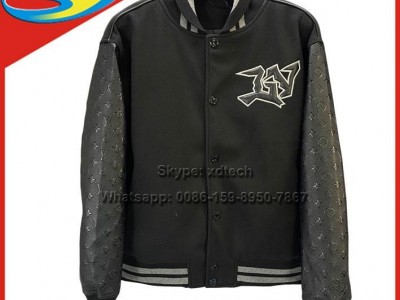 Leather and Wool Blouson, Monogram Embossed Luxury Overcoat, Brand Jackets