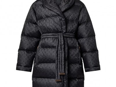 Monogram Jacquard Puffer Wrap Coat     inter Coat