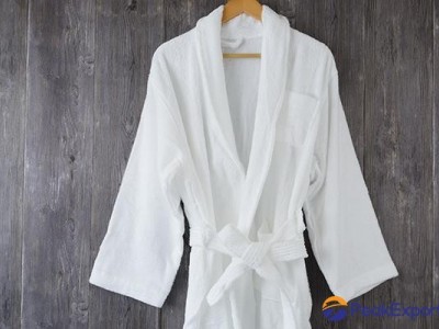 Terry 100% cotton bathrobe shawl collar white long hotel