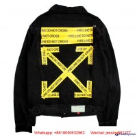 Off-White 19FW SLIM BLEACHED DENIM JACKET Denim Caban VIRGIL 19SS OW Jacket Coat