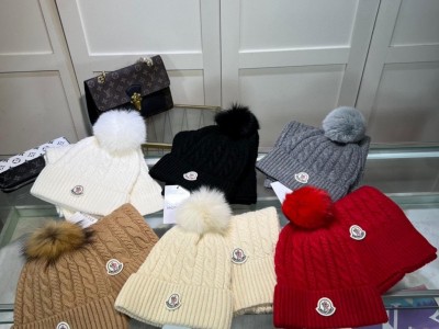 scarf hats Fur Bobble Ribbed knit virgin wool Beanie Women's Mens Kids