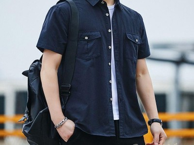 Summer new men's cotton loose short sleeve shirt AOMI-R007