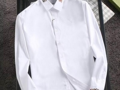 Top Quality          Stretch Cotton Poplin Shirt White/Black Men Dress Shirts