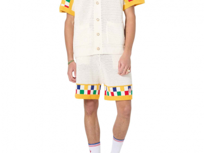 Casablanca Crochet Knit Shirt and Short Set Men
