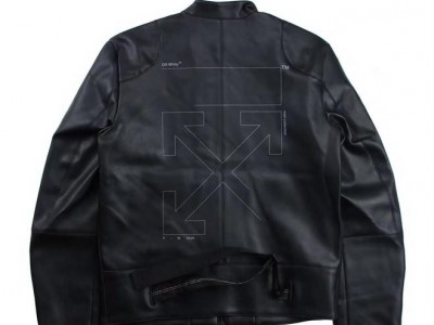 Off White 19FW CO Virgil Abloh Womens Mens Objects Real Leather Jacket Coat