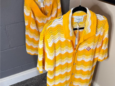 Casablanca Wavy Gradient Crochet Men's Yellow Shirt Casablanca Crochet Short