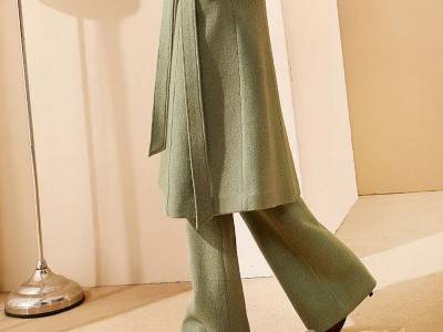 Green long woolen coat Women's Suits AOMI-F000