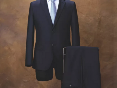 2pcs notch lapel single breasted navy mens suits jacket trousers set tailored