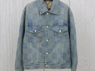 Top Quality               Damier Washed Denim Jacket Indigo Men fashion Jacket