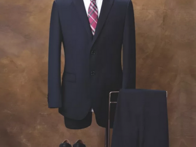 OEM men's Slim-fit suit in patterned virgin wool