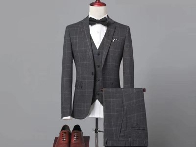 Hot Grey Tweed Herringbone Jacket Blazer Man Suit Tailored Slim Fit Suits
