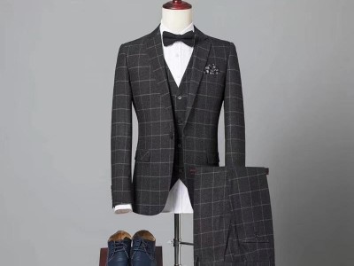 Classic Tweed Herringbone Wool Blend Men Suit 3 Pieces Blazer