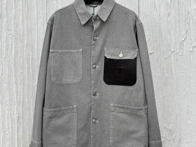 Hot sale      x Stone Island Cotton Canvas Jacket Gray Button jacket