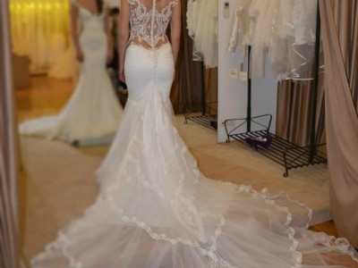 Mermaid Wedding Dresses Sheer Lace Bodice Galiala 2017 Bridal Wedding Gowns H157