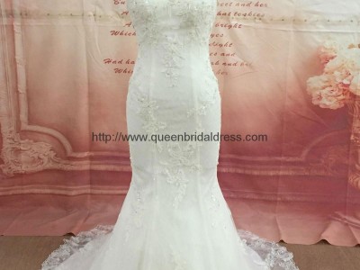 Elegance bateau neckline wedding dress with mermaid