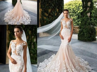 Sleeveless Lace Wedding Dresses 2018 Mermaid Tulle Custom Luxury Bridal Gowns