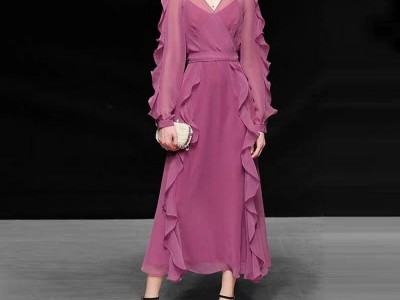 Elegant Thin Chiffon Sexy Long Sleeve Fairy Women Maxi Party Evening Dress