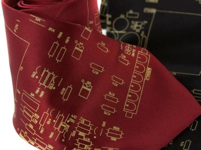 Handmade Men's Novelty Fashion Custom Printed Vintage Circuit Board Silk Tie