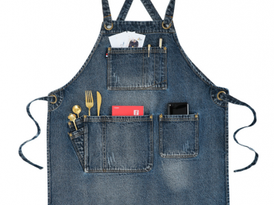 Unisex 100% Cotton Denim Bib Apron with Pockets for Cooking