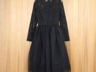 Women dresses in stock fcl polyester A line hollow out flower decor dress