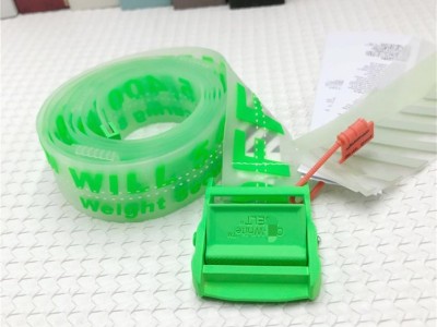 OFF-WHITE Industrial Logo Rubber Belt Green Yellow Pink Red Black OW Strap