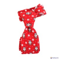 Festival Winter Snow Flake Santa Claus 100% Polyester Printed Christmas Necktie