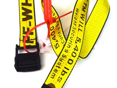 Off White Belt 2018 Industrial Yellow Belt Silver Buckle 200CM Off White Strap