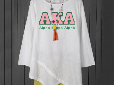 Women AKA DST SGRHO Long Sleeve Tunic Tops Ladies Baggy Summer T-Shirt Blouse