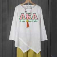 Women AKA DST SGRHO Long Sleeve Tunic Tops Ladies Baggy Summer T-Shirt Blouse