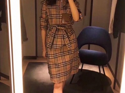 Dress woman          Vintage-Check Belted Waist Mini Shirt Dress
