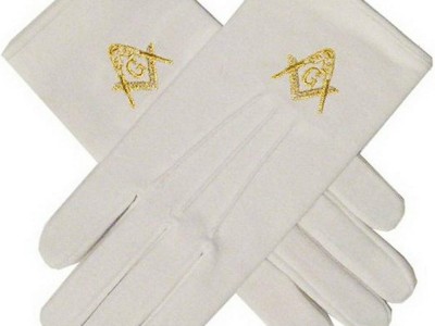 High Quality Cotton Ceremony Gloves With Masonic Logo
