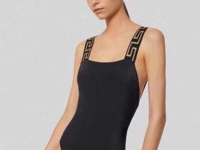 UNDERWEAR Black Greca Border One Piece Swimsuit