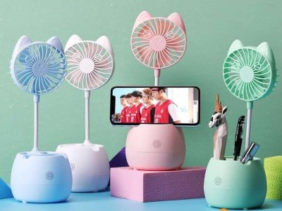 Mini Fan with Mobile Phone Holder and Pencil Vase