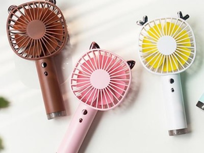 Cute Small Fan USB Rechargeable Desktop Portable Fan With LED Light