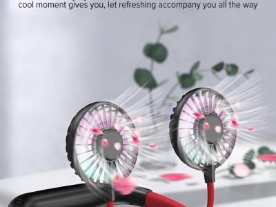Mini Portable Hanging Neckband Fan USB Rechargeable Double Fans Air Cooler Condi