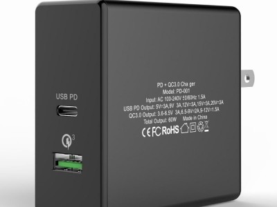 60W cell phone PD USB-C fast charger for Laptop Mobile Phone Tablet