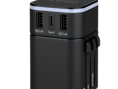 Customize luminous logo USB wall socket charger with 3.4A usb-c quick charge
