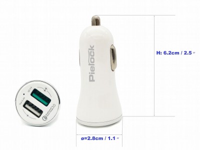 PIEROCK Dual USB 5.4A/30W Fast Car Charger Adapter - QC 3.0 3A + Smart IC 2.4A