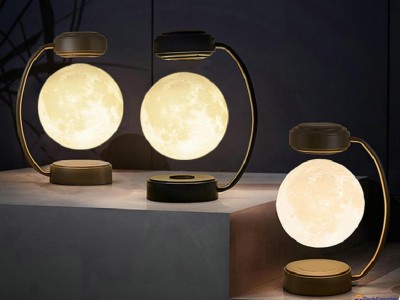 new gold frame magnetic levitation rotating 6inch moon lamp light for decortaion